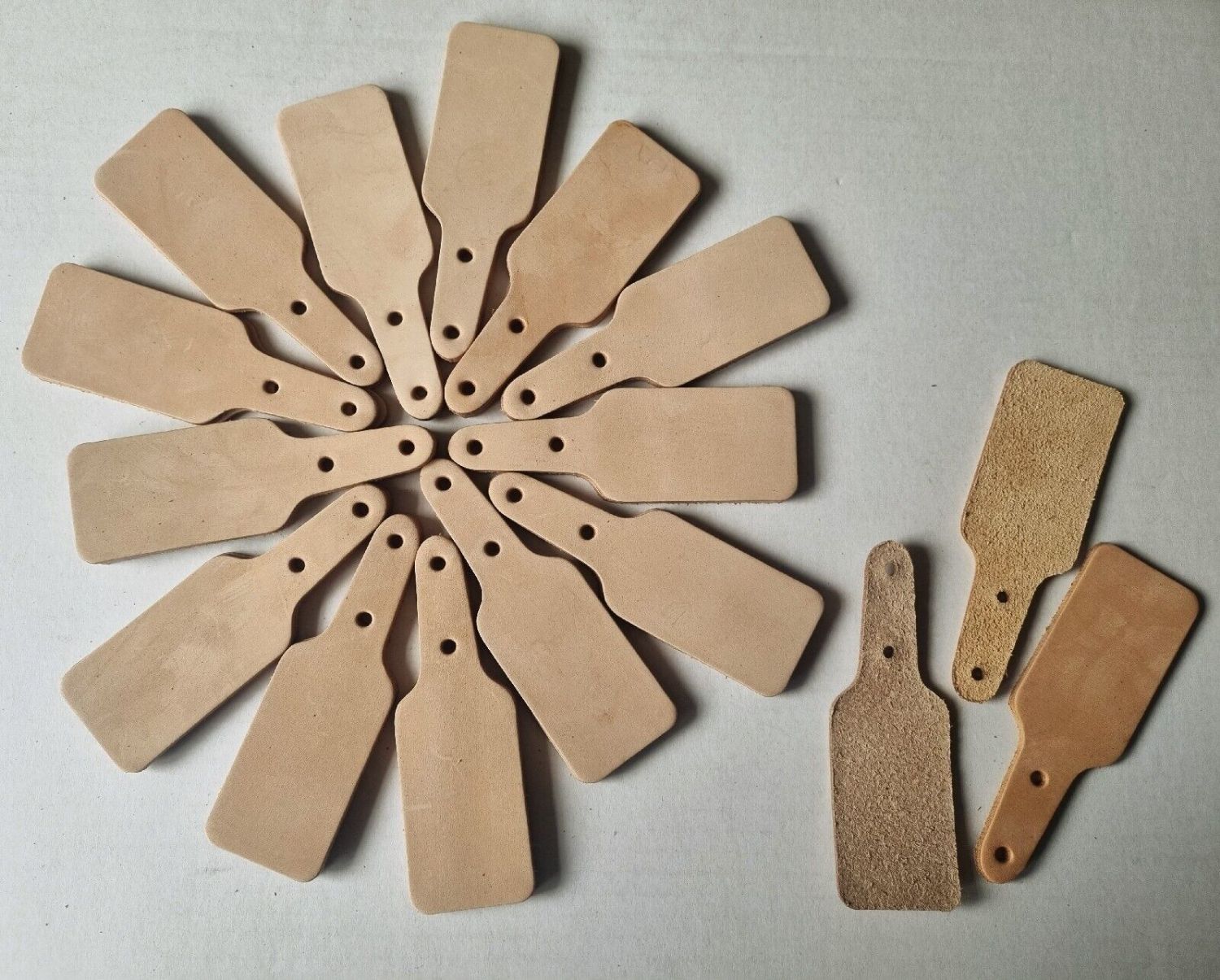 100 of Leather Key Fob Blanks - Rectangle - Nat.Veg